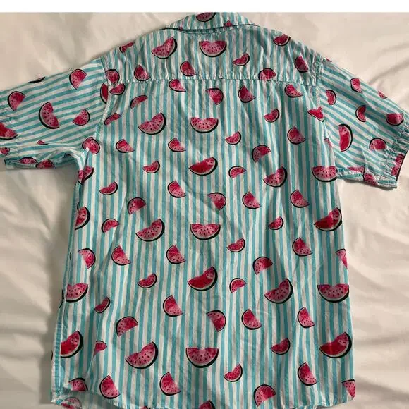 Distortion Men's Modern SZ Small Button Front Watermelon Print Shirt - Picture 3 of 8